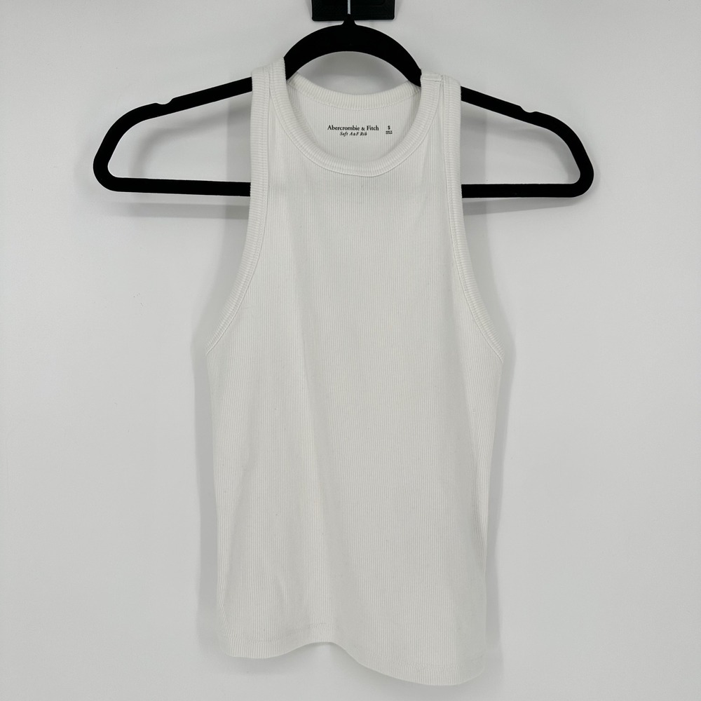 Abercrombie & Fitch Soft A&F Ribbed White Tank Top Summer Classic Chic Small
